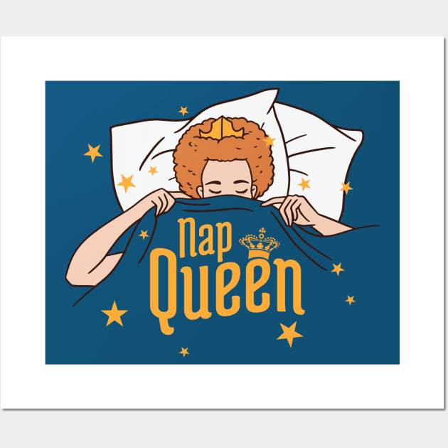 Funny Nap Queen Cartoon Redhead // Sleepy Girl Wall Art by SLAG_Creative